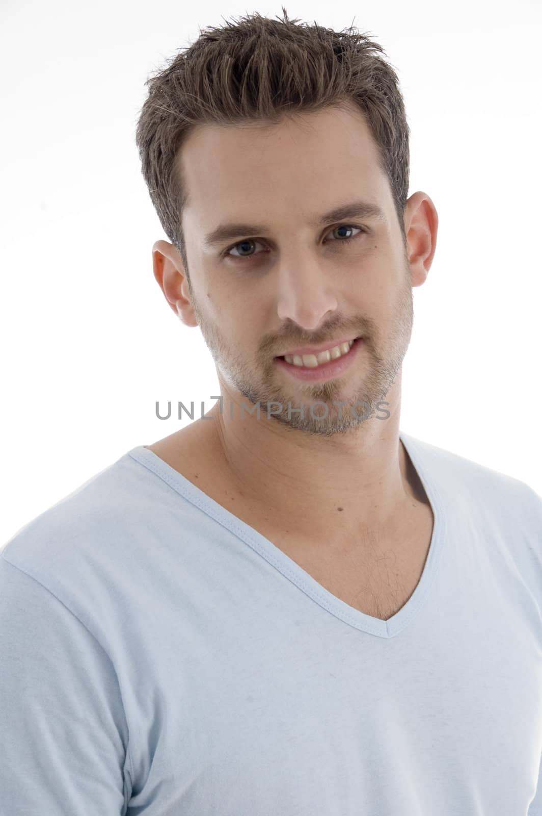 portrait of handsome young manon an isolated white backgound