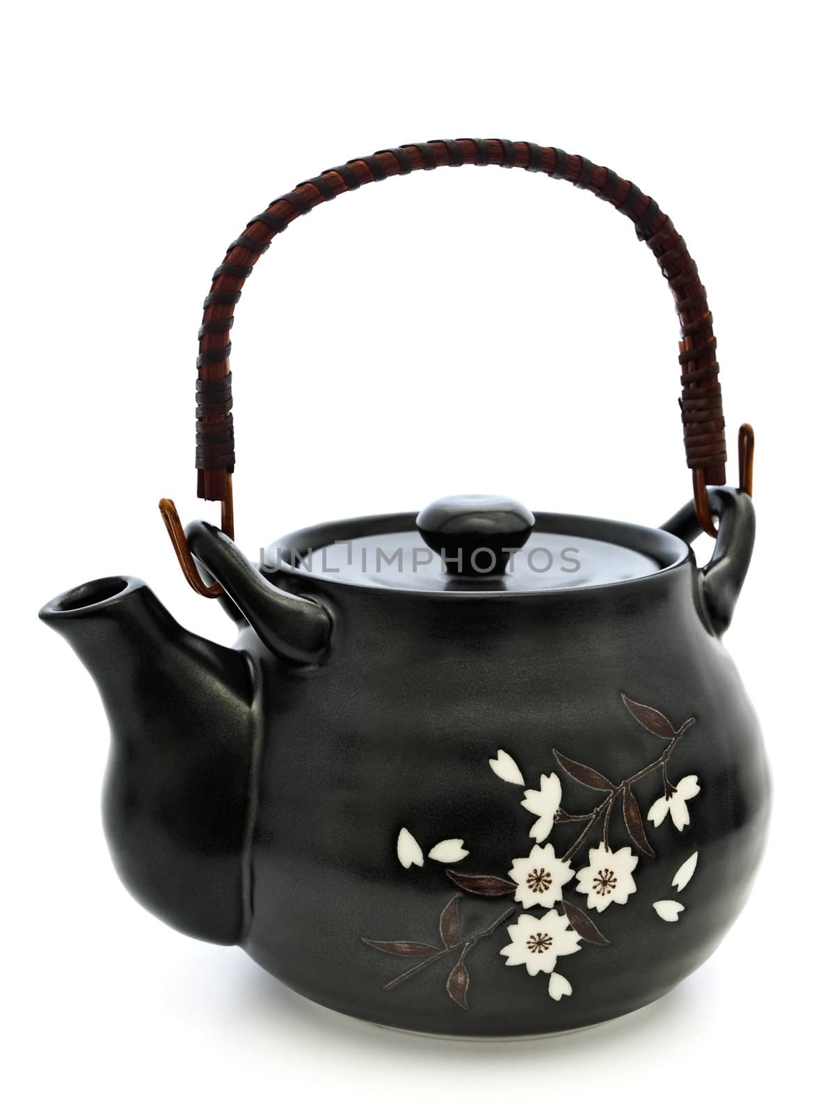 Single china teapot for chinese tea ceremony over white background