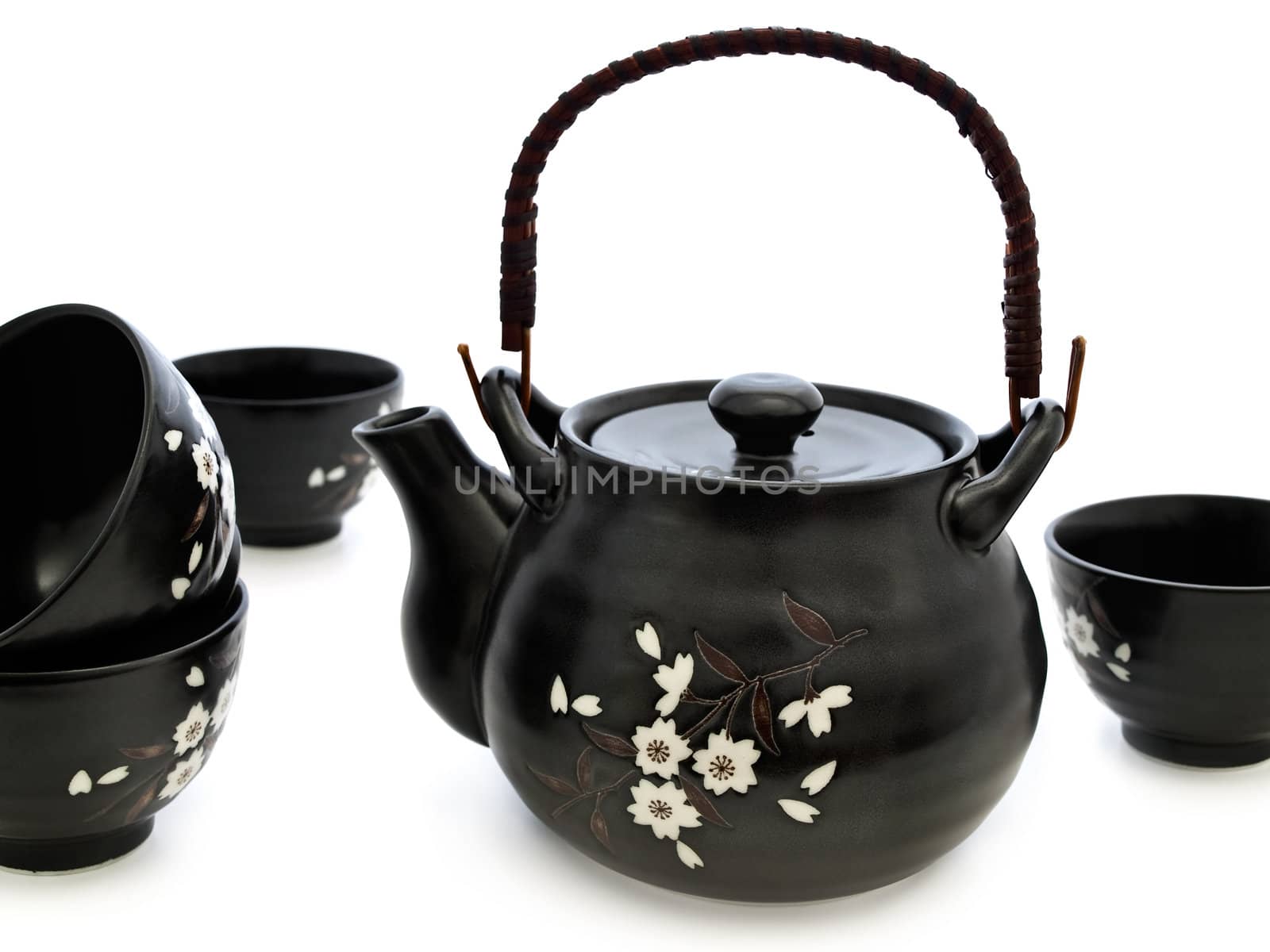 china tableware for chinese tea ceremony over white 