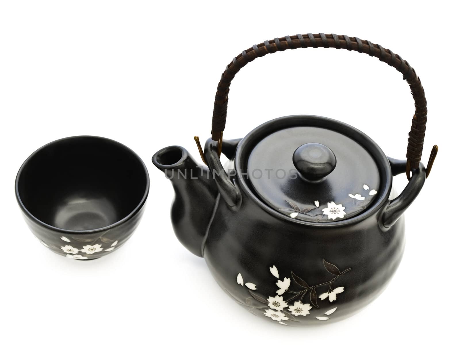 china tableware for chinese tea ceremony over white 