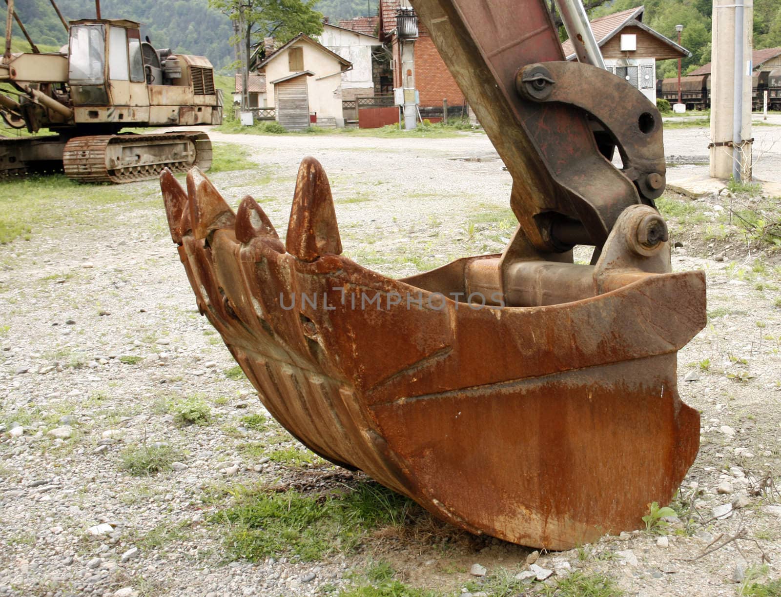 A really old excavator gear abandoned in a valley