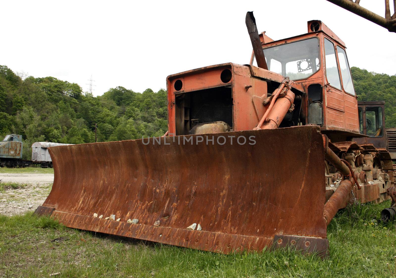 An old tractor abandoned in a valley