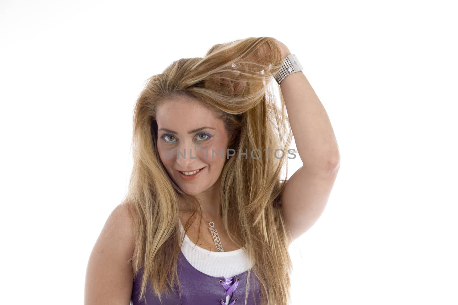 smiling adult female on an isolated background