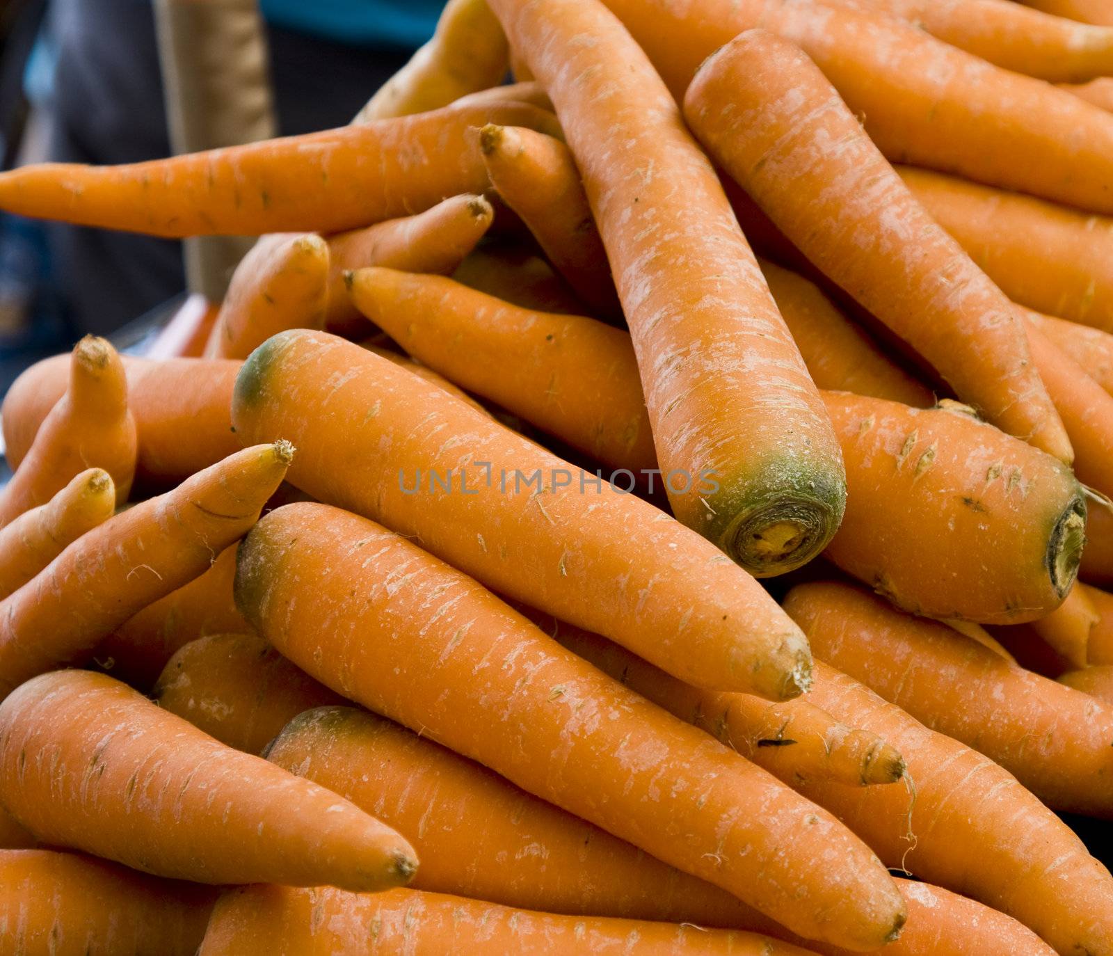 Bunch of carrots at a market stand