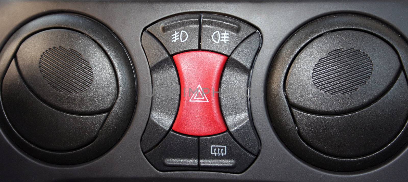 Buttons and vens from inside a car