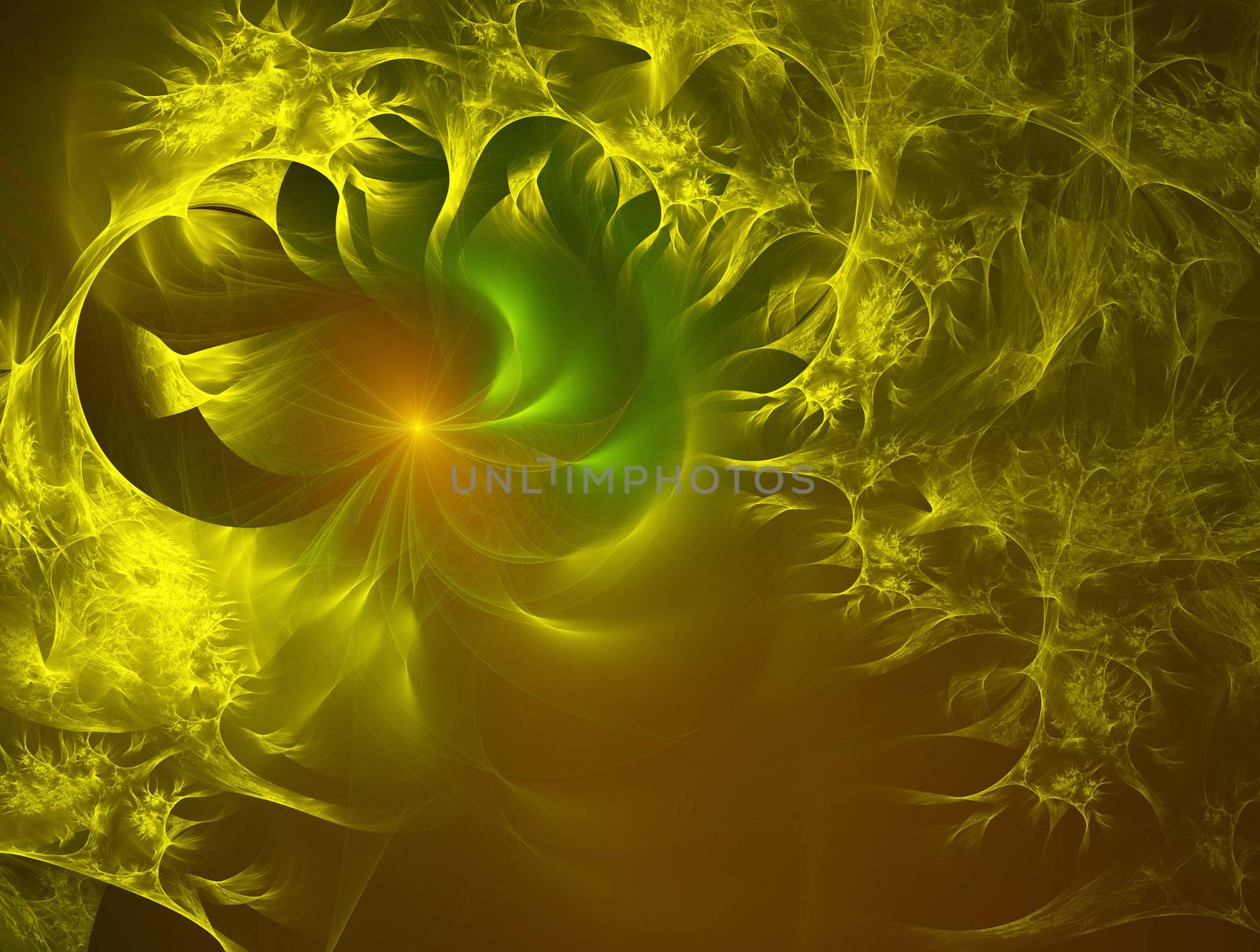 A fractal generated in Apophysis resembling fames from a point of light.
