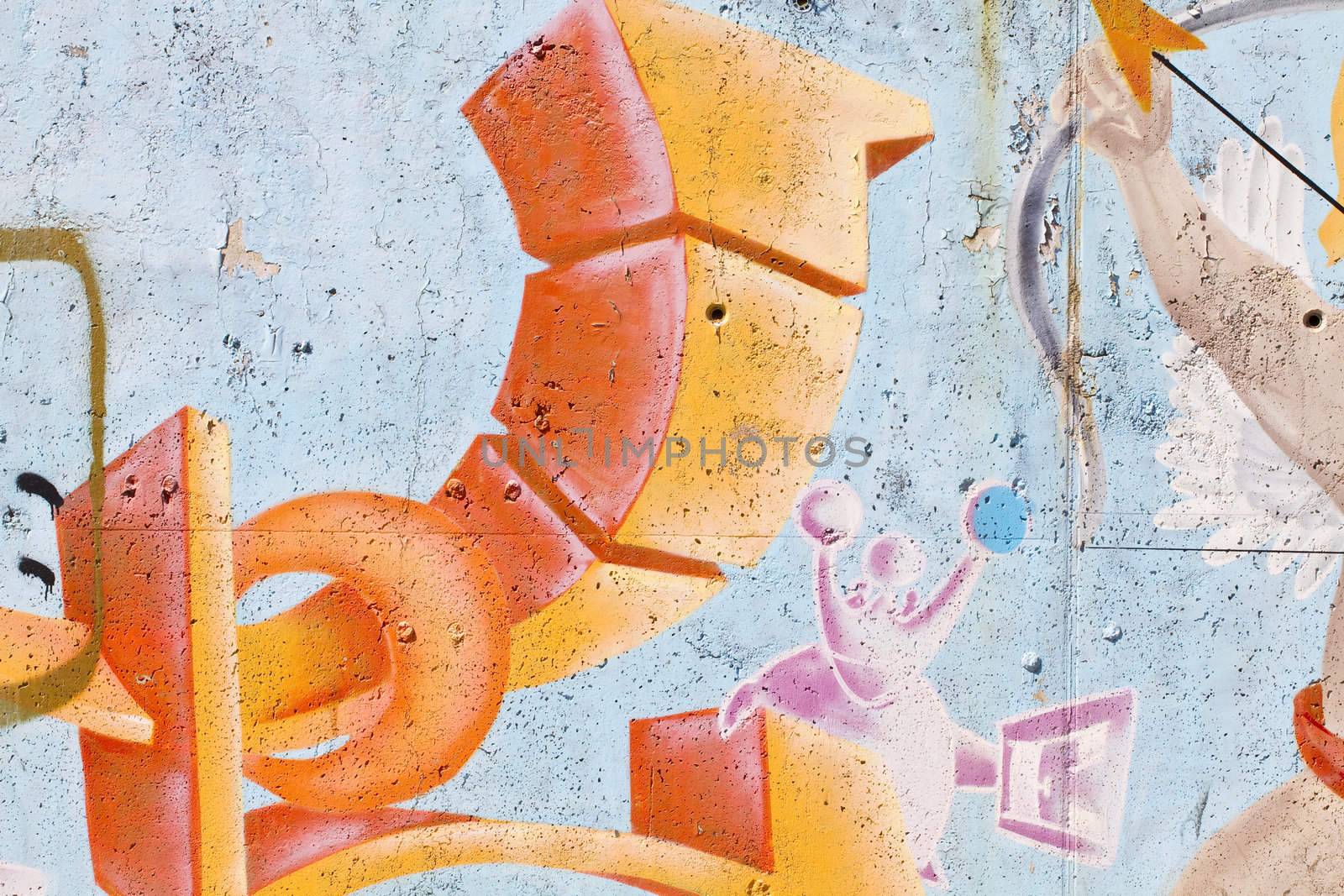 Street art, segment of an urban grafitti on wall by FernandoCortes