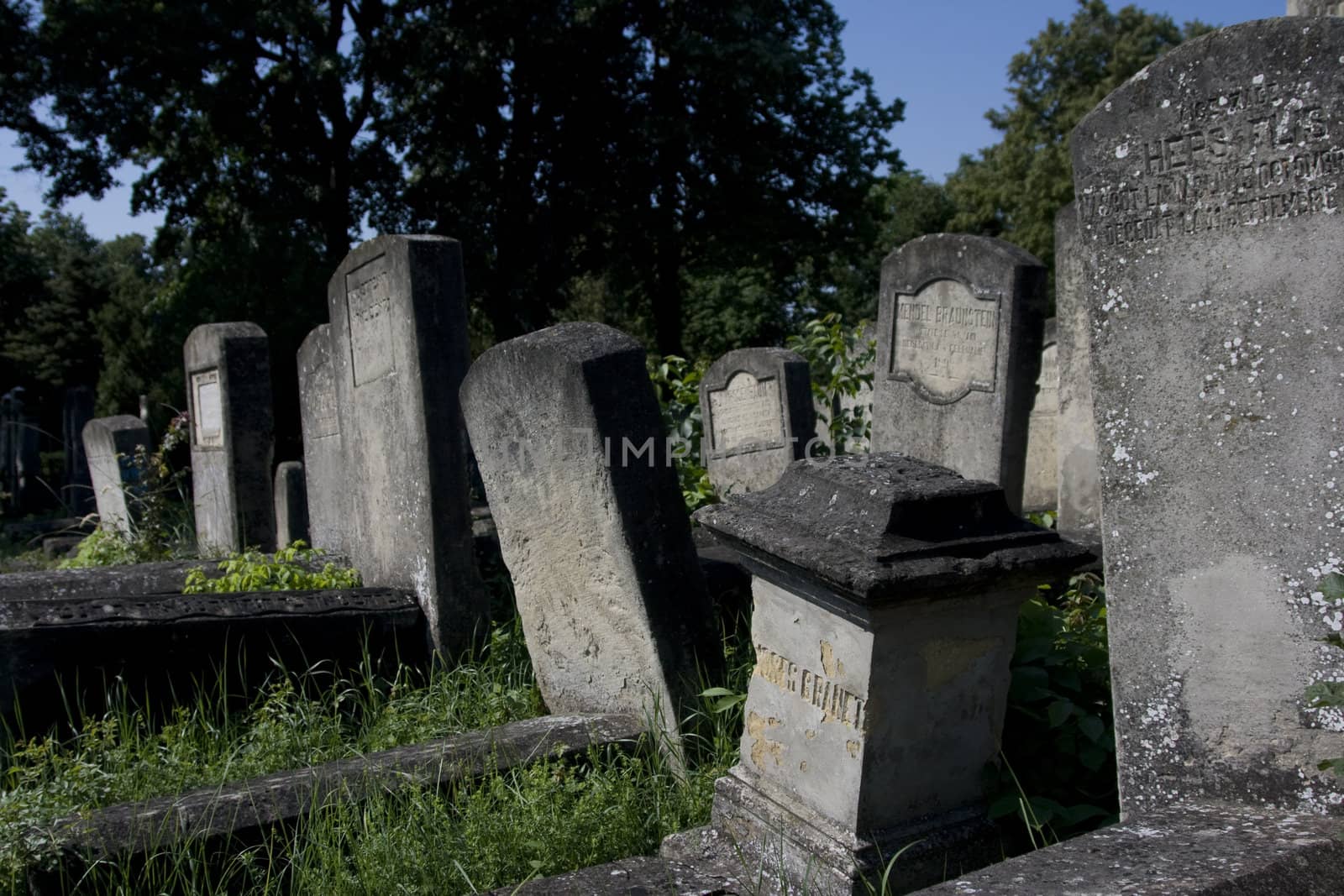 old tombs from jewish cemetery from iasi, romania