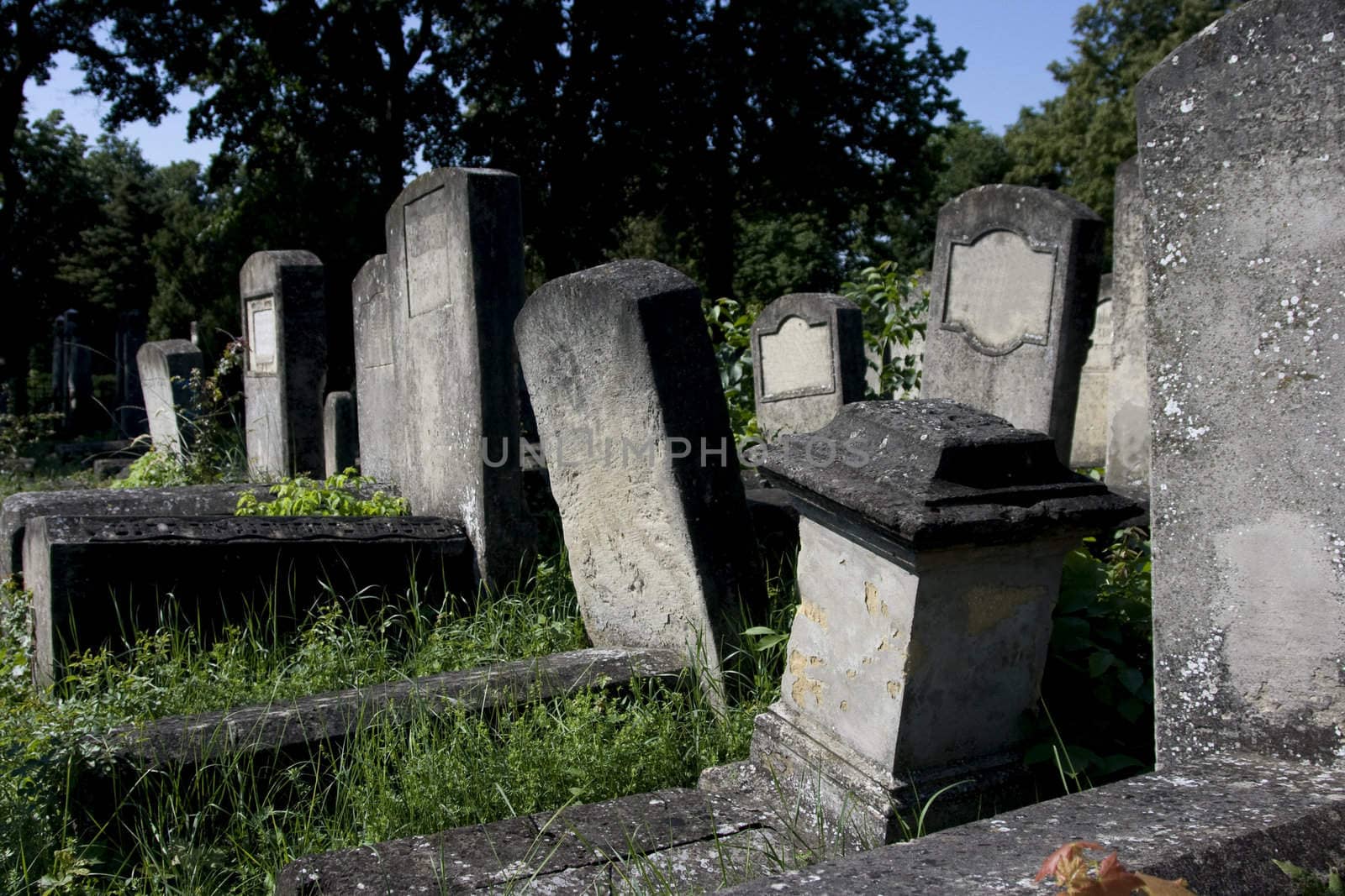 old tombs from jewish cemetery from iasi, romania
