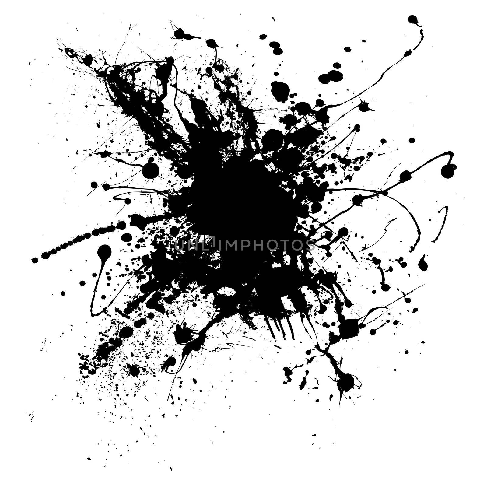 Random illustrated ink splat in black and white