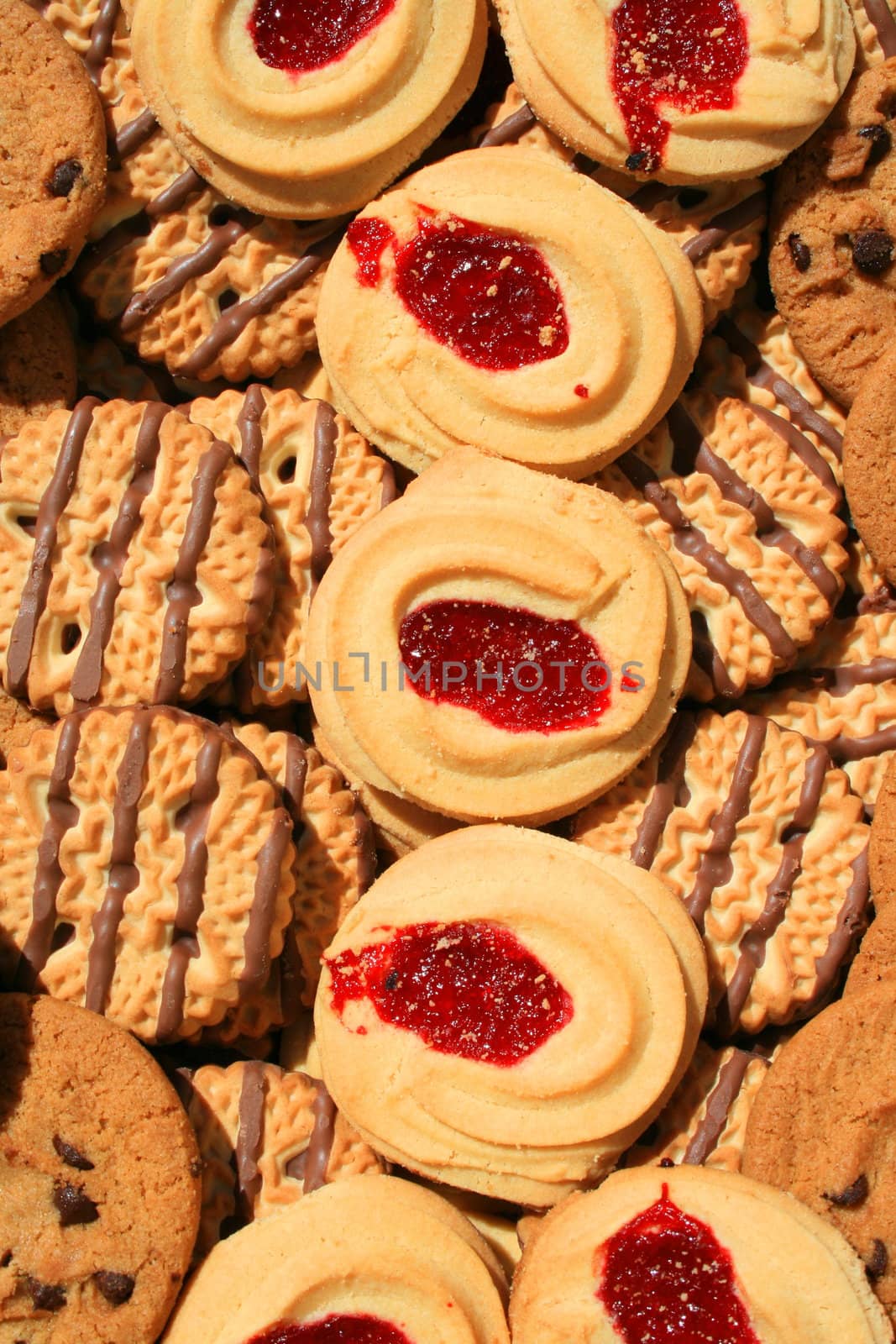 Close up of an assortment of cookies.
