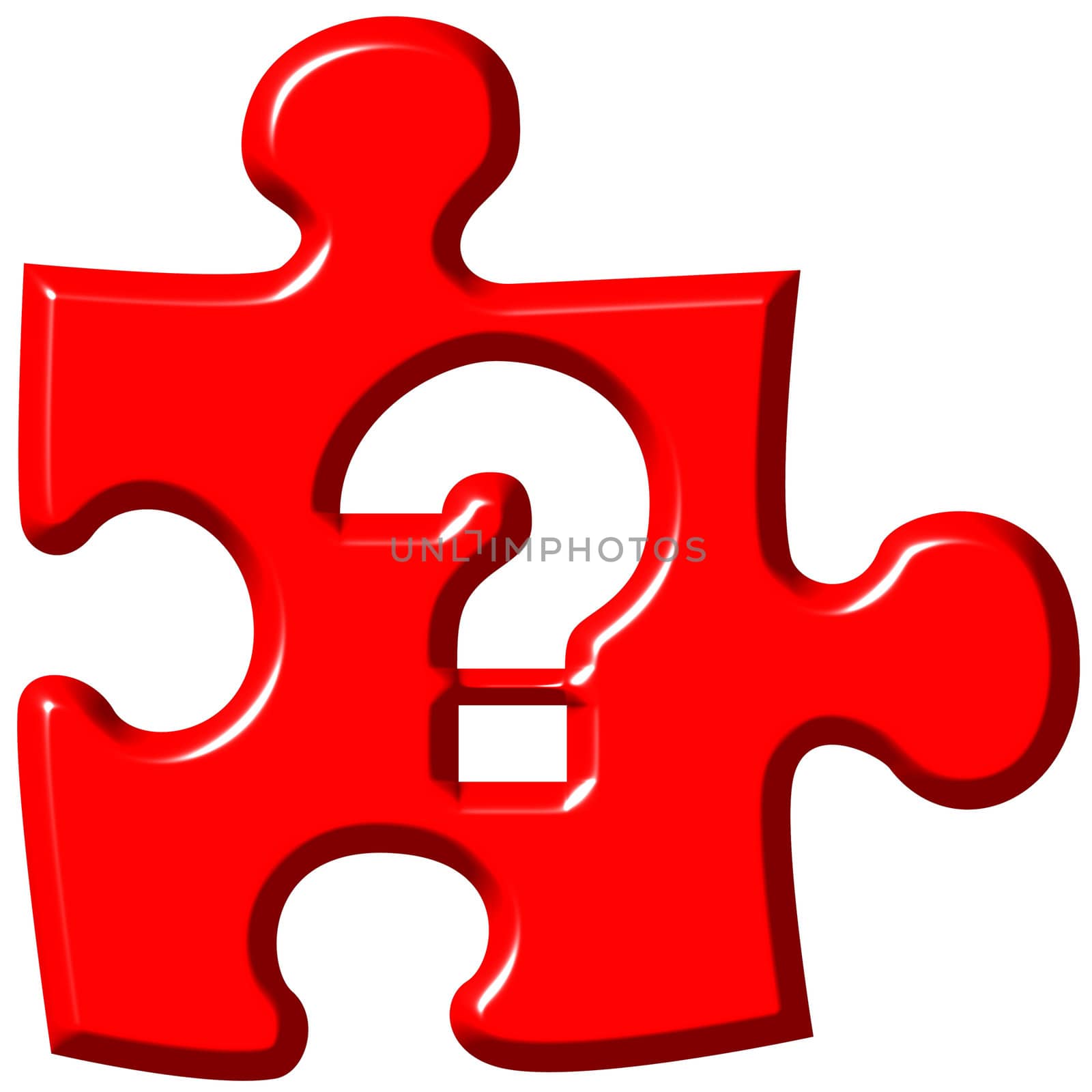 Question mark puzzle piece isolated in white