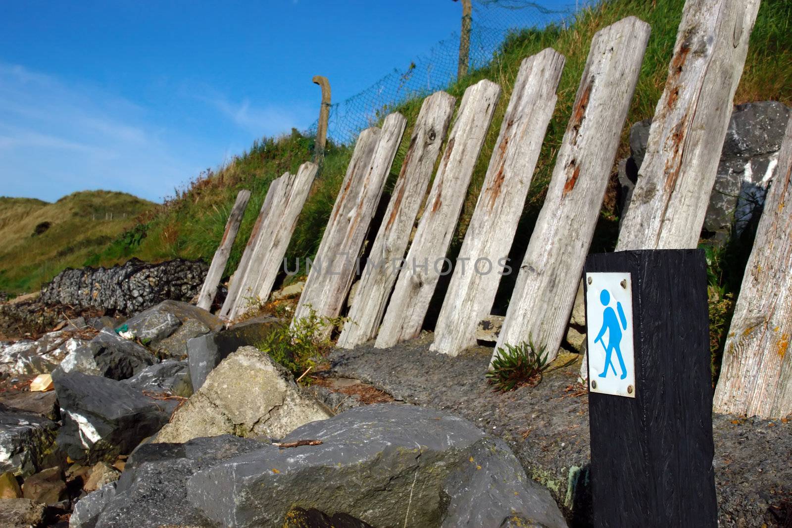 a direction sign for a designated tourist walk