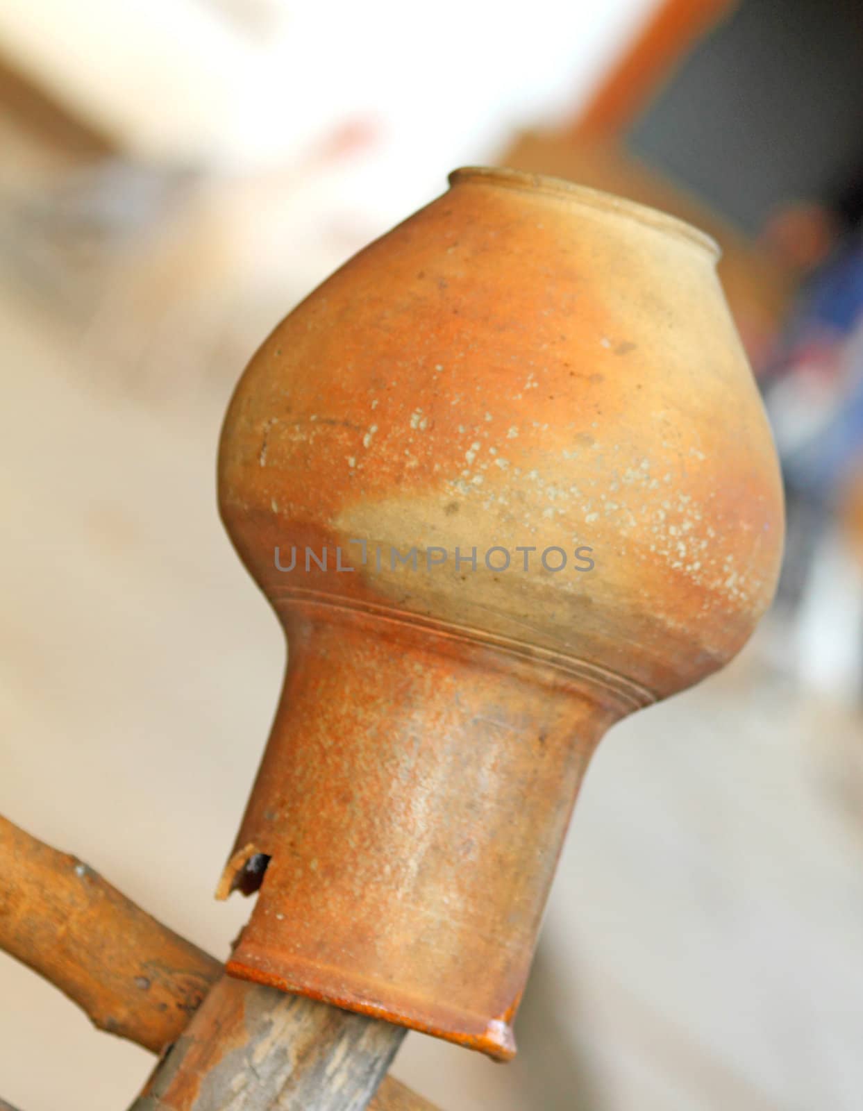 Close up of old earthen jug