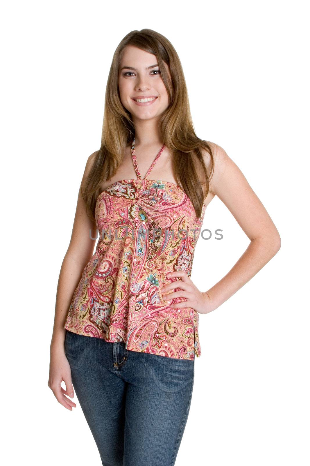 Beautiful smiling isolated teenage girl