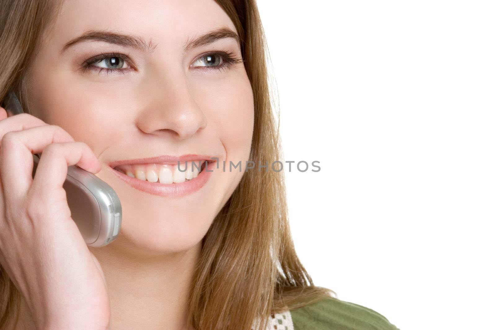 Smiling girl on cell phone