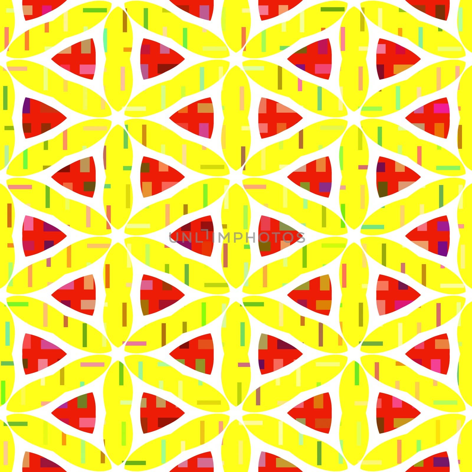 texture of red triangles and shapes on yellow background