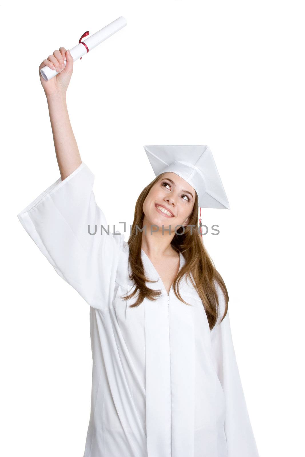 High school graduation diploma girl