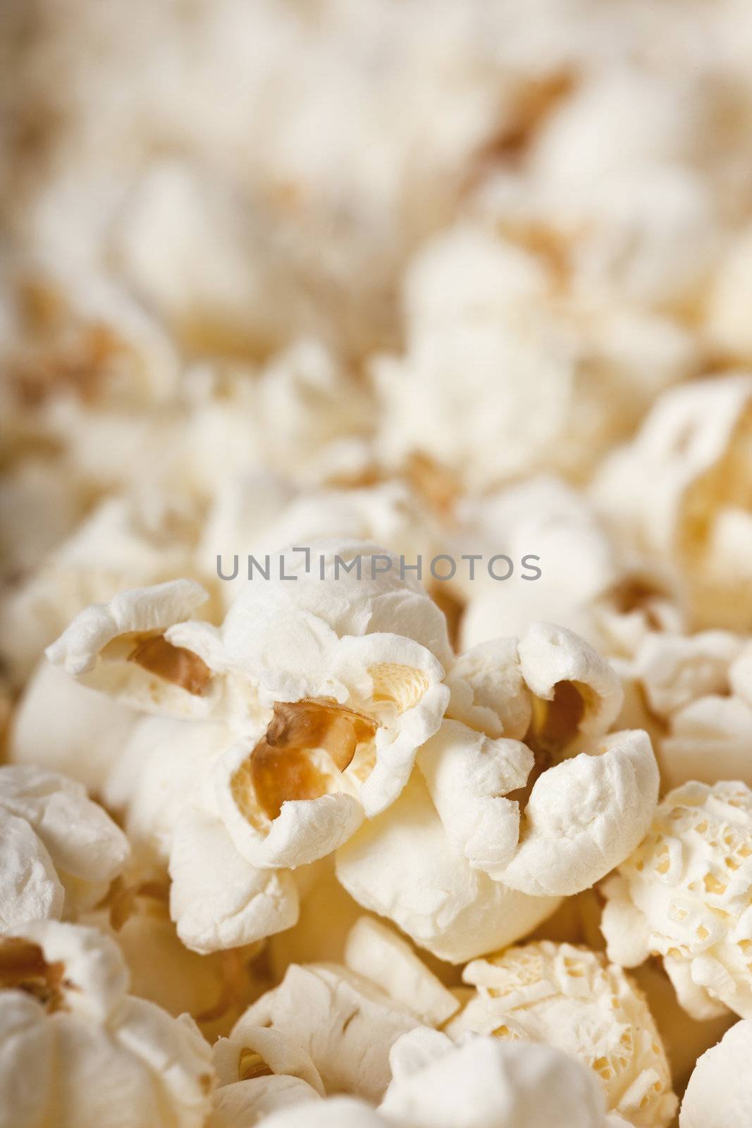 Close-up of fresh popcorn - selective focus