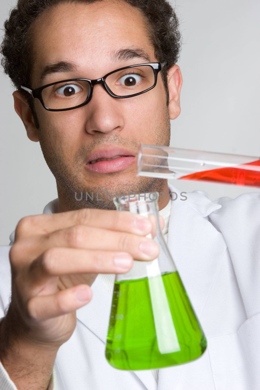 Scientist man doing science experiment