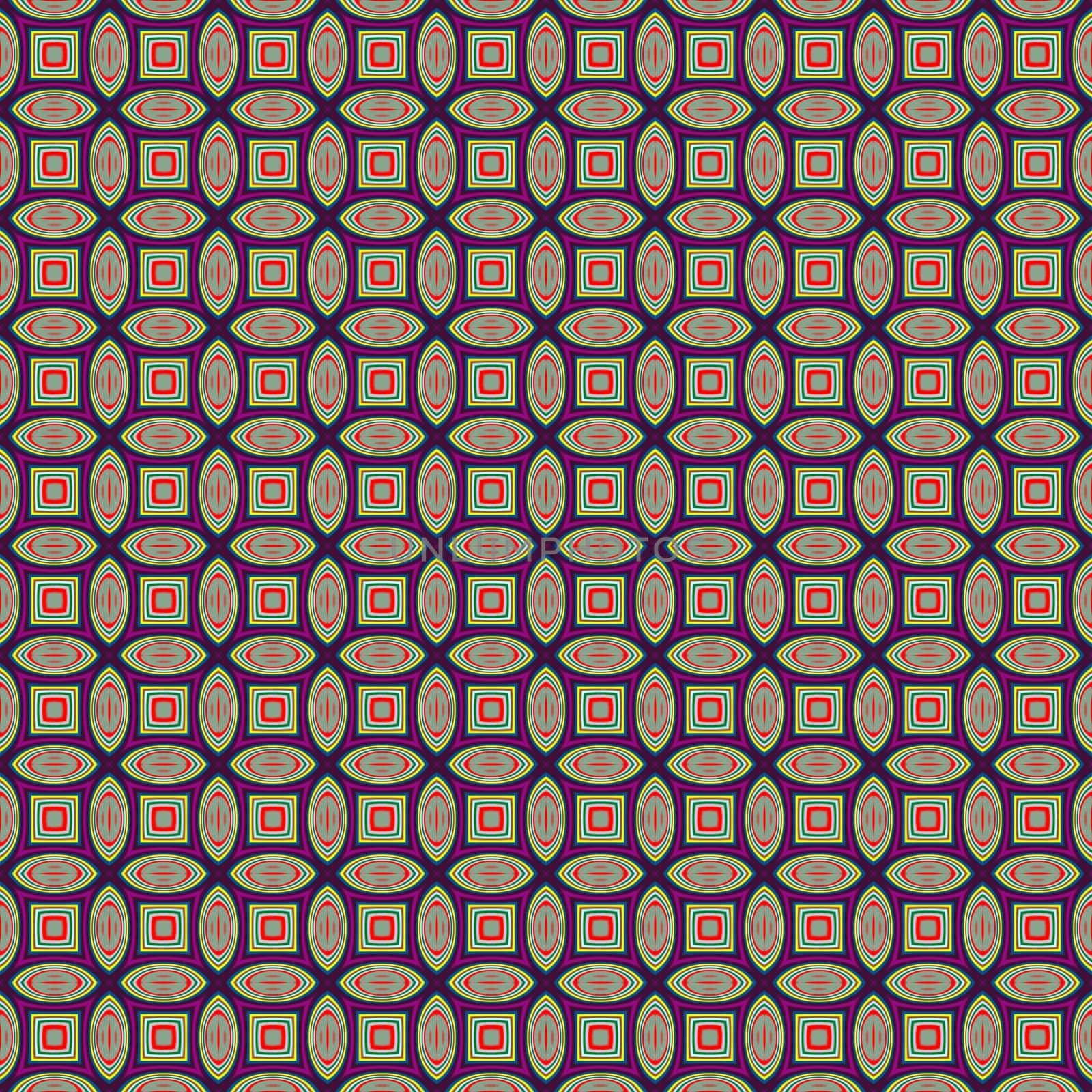 square and flat rounded shapes in yellow ,red and blue textured