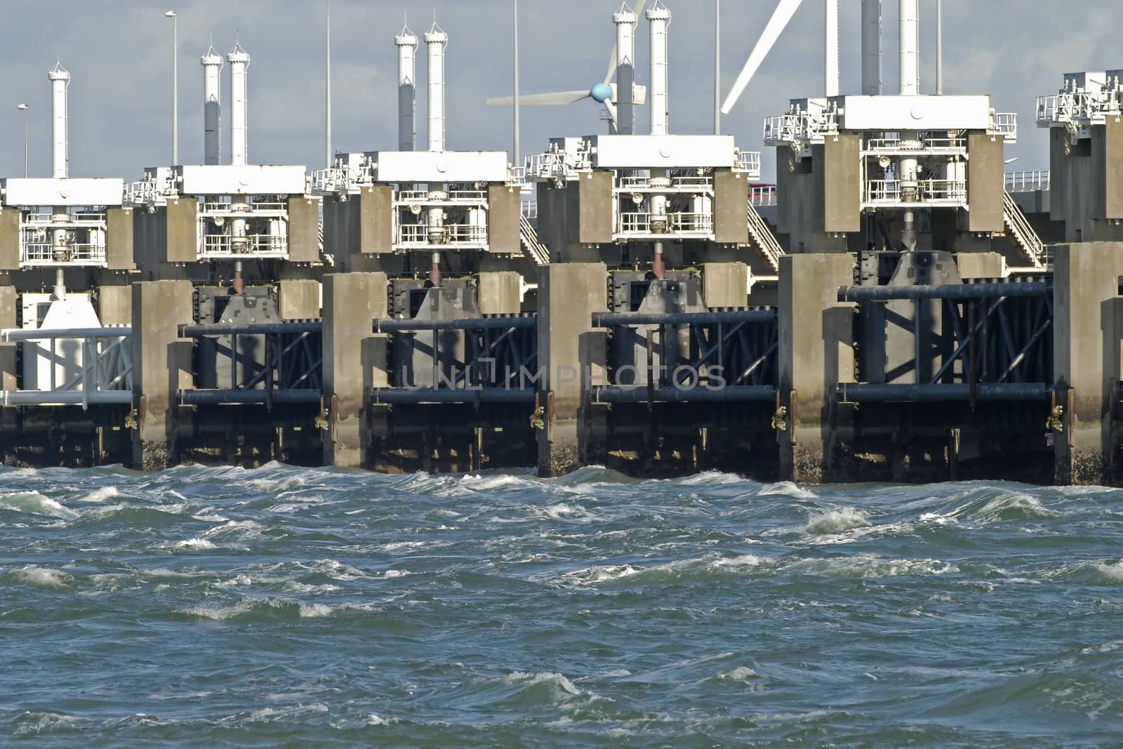 Storm surge barrier in Zeeland, Netherlands. Build after the storm disaster in 1953.