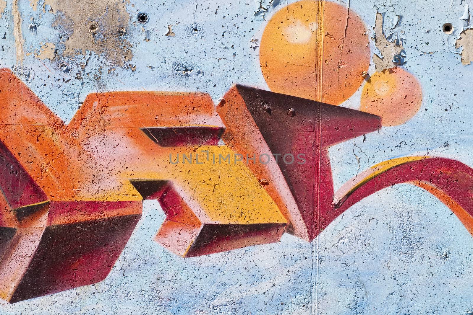Colorful segment of a graffiti in Spain