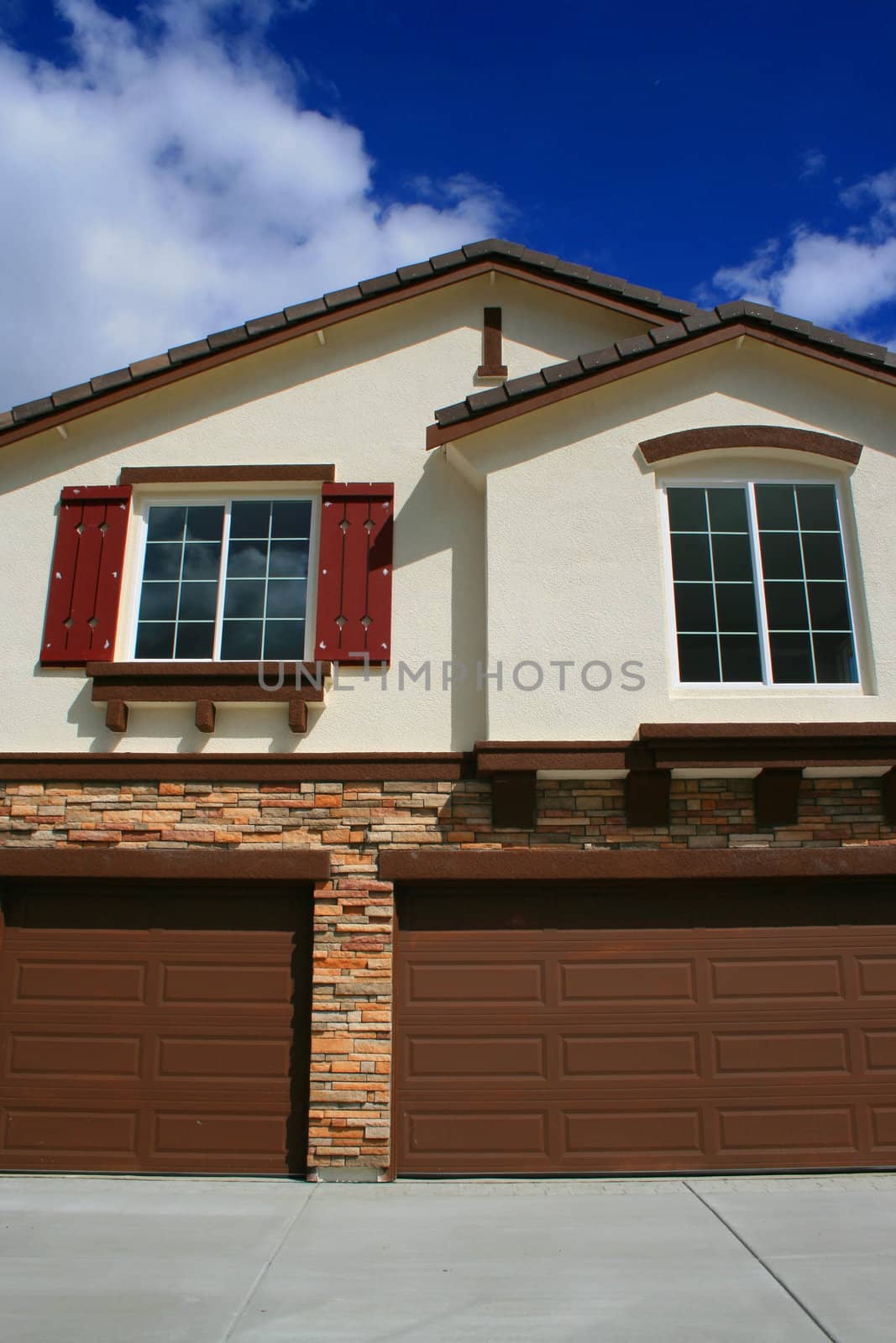 Close up of a brand new house.
