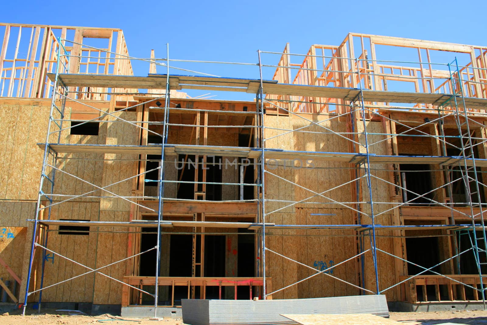 Close up of a building under construction.
