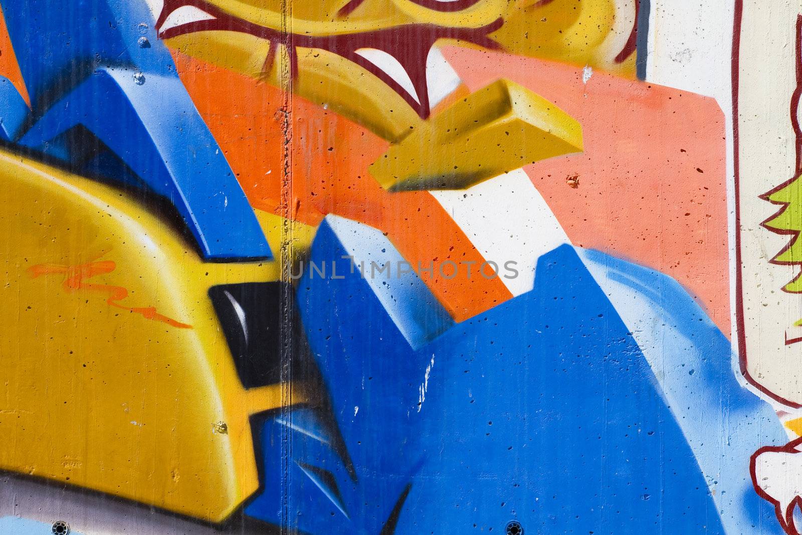 Colorful segment of a graffiti in Spain