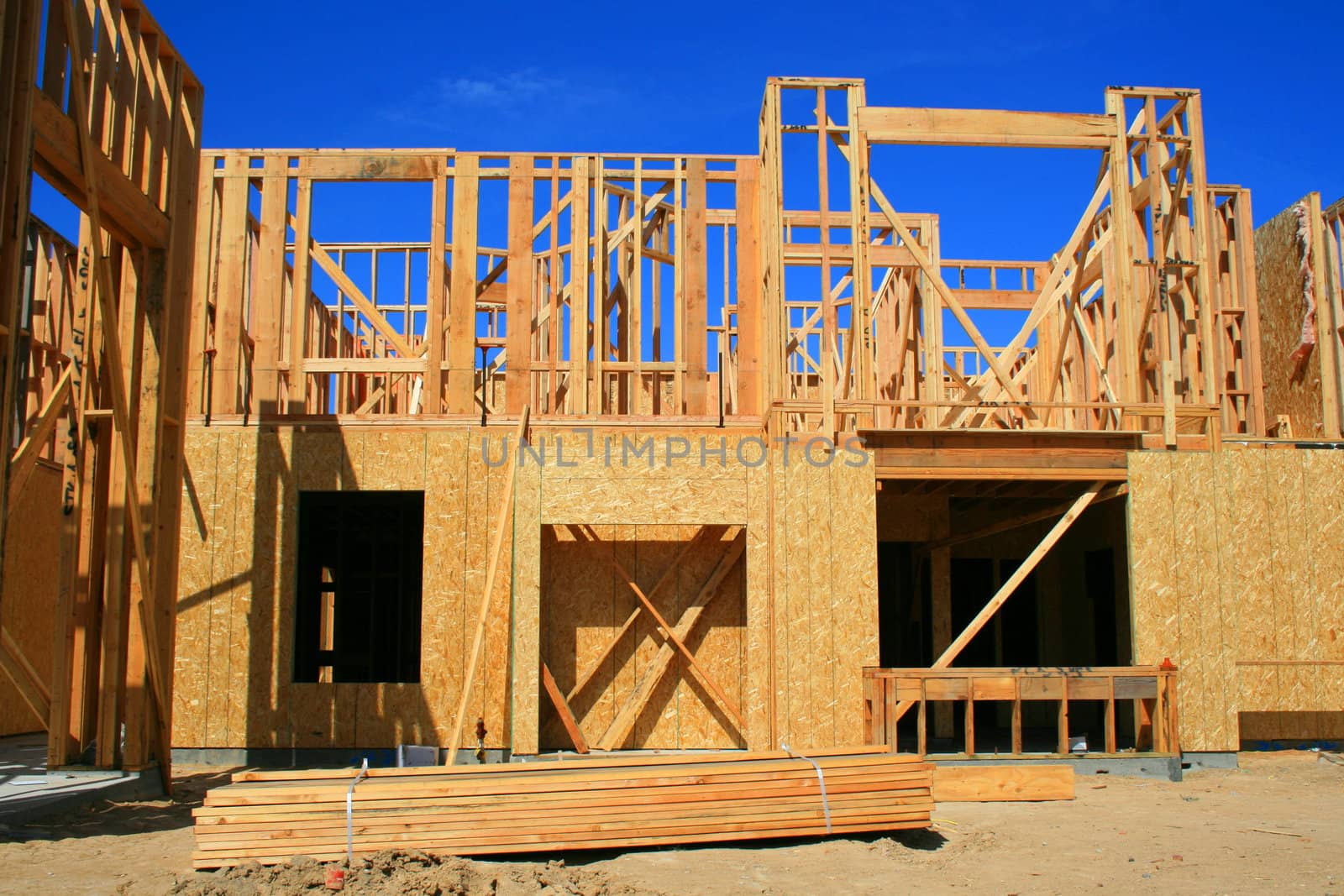 Close up of a building under construction.
