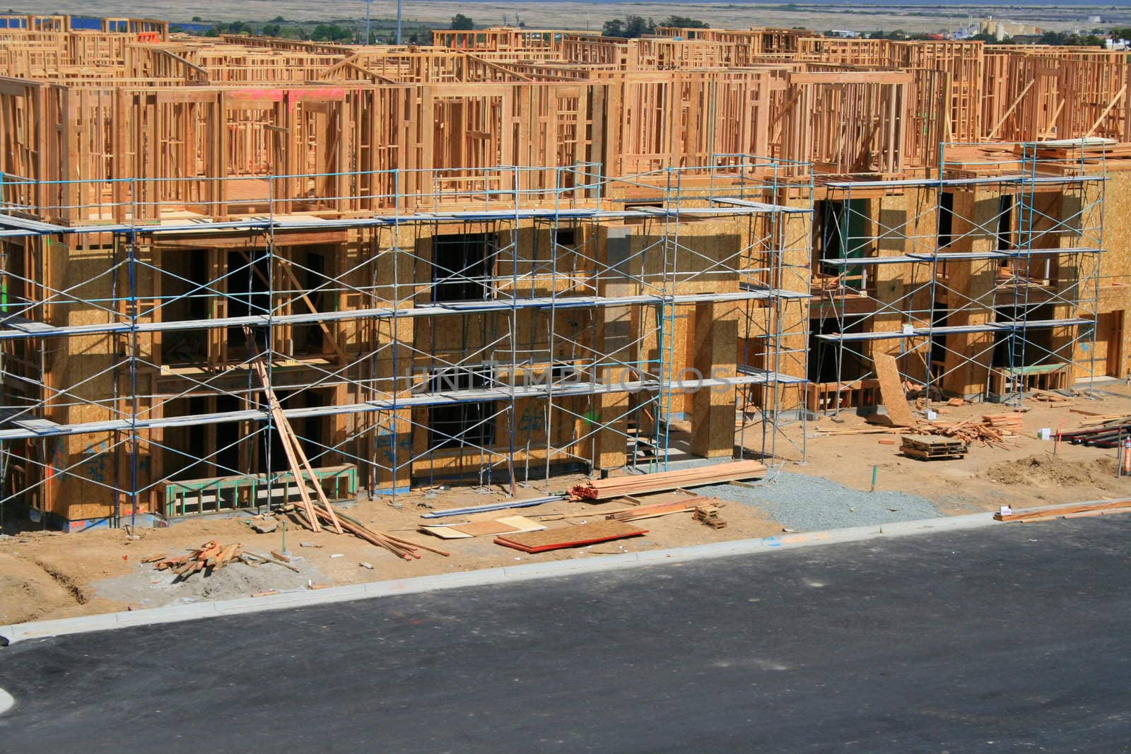 Close up of the buildings under construction.
