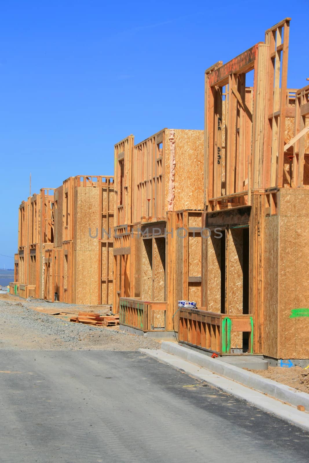 Close up of the buildings under construction.
