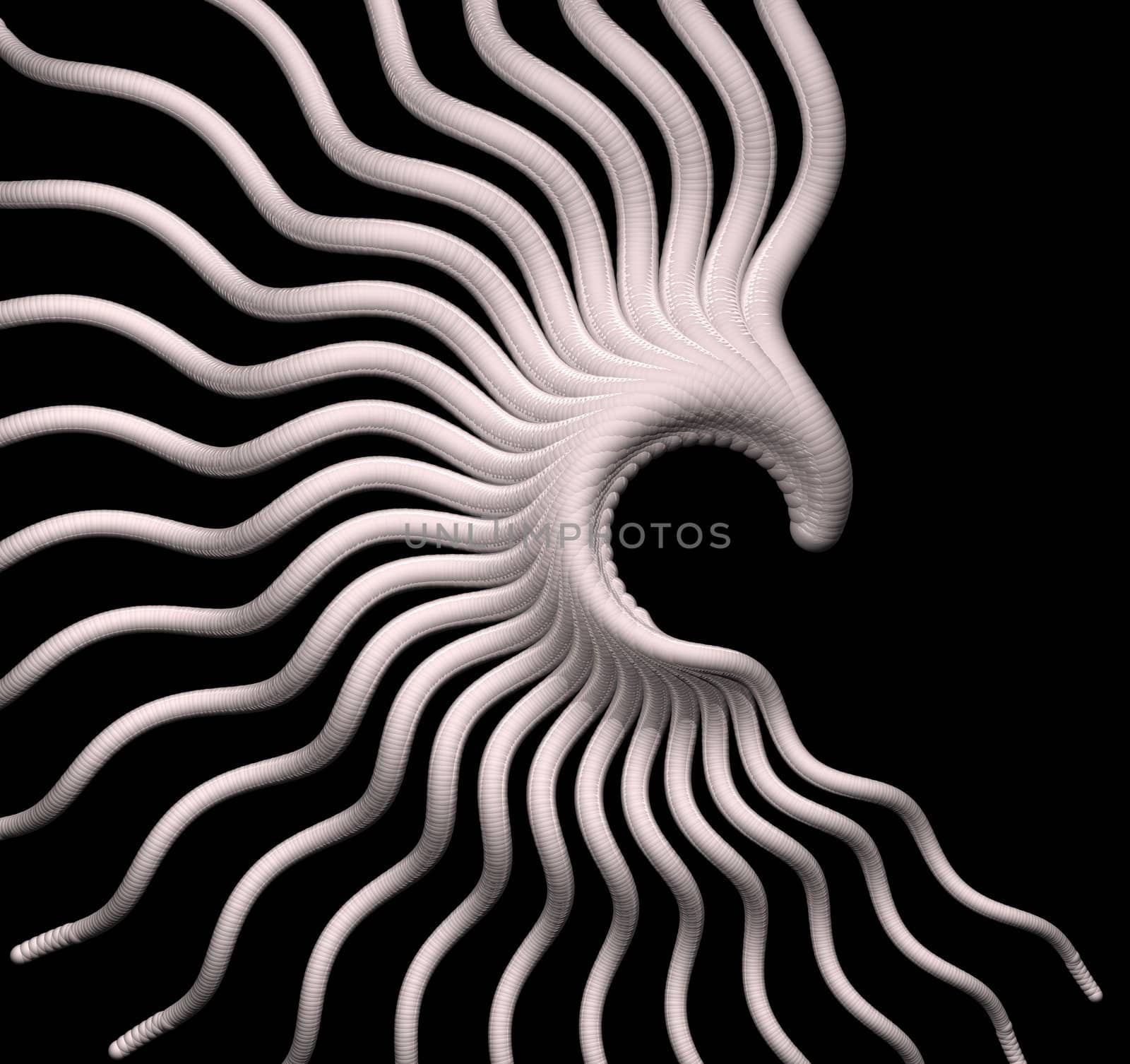 Abstract organic form on black background - 3d illustration