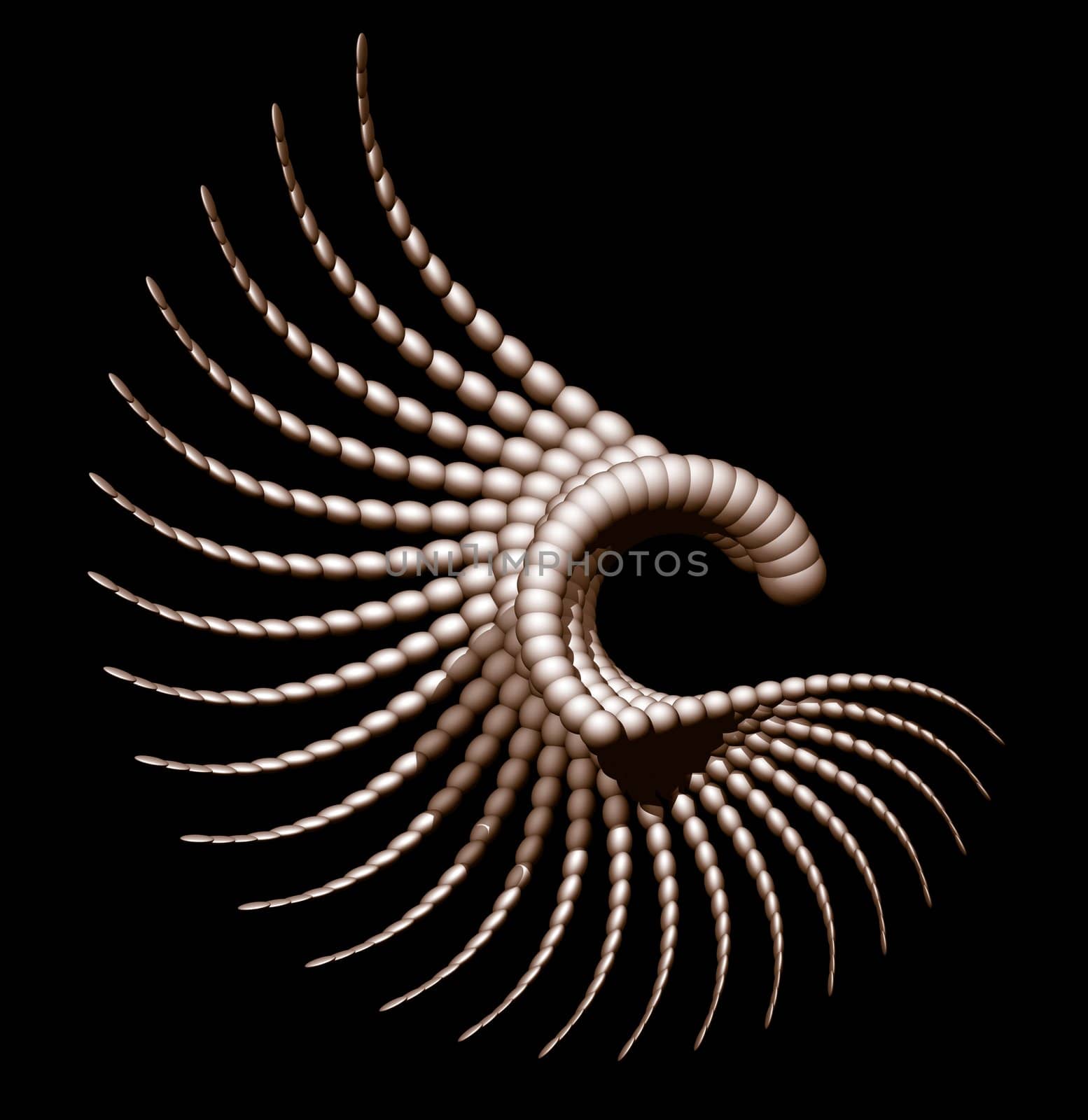Abstract organic form on black background - 3d illustration