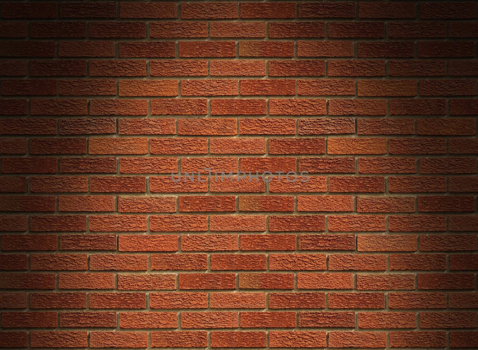 Red brick wall lit from above Horizontal