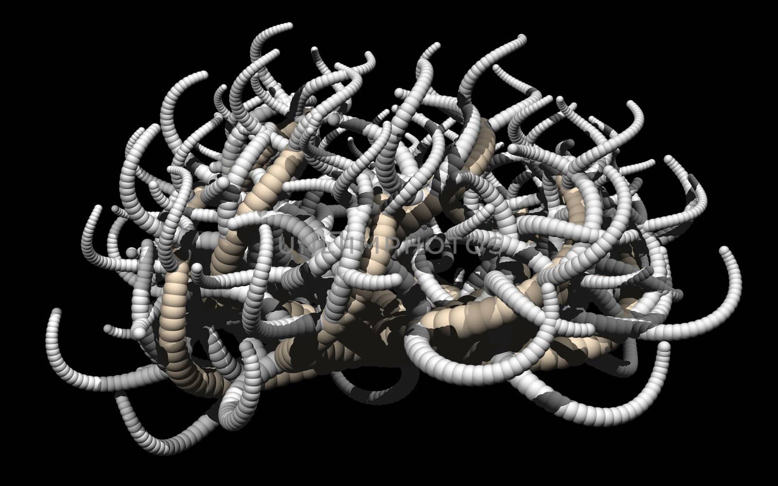 Abstract organic form on black background - 3d illustration