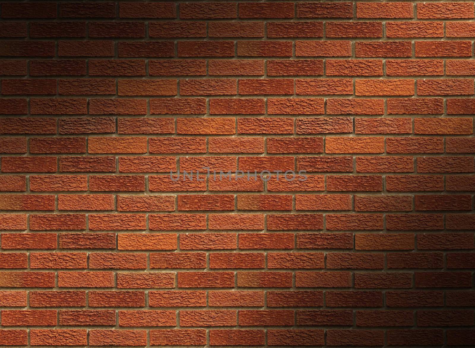 Red brick wall background lit diagonally Horizontal