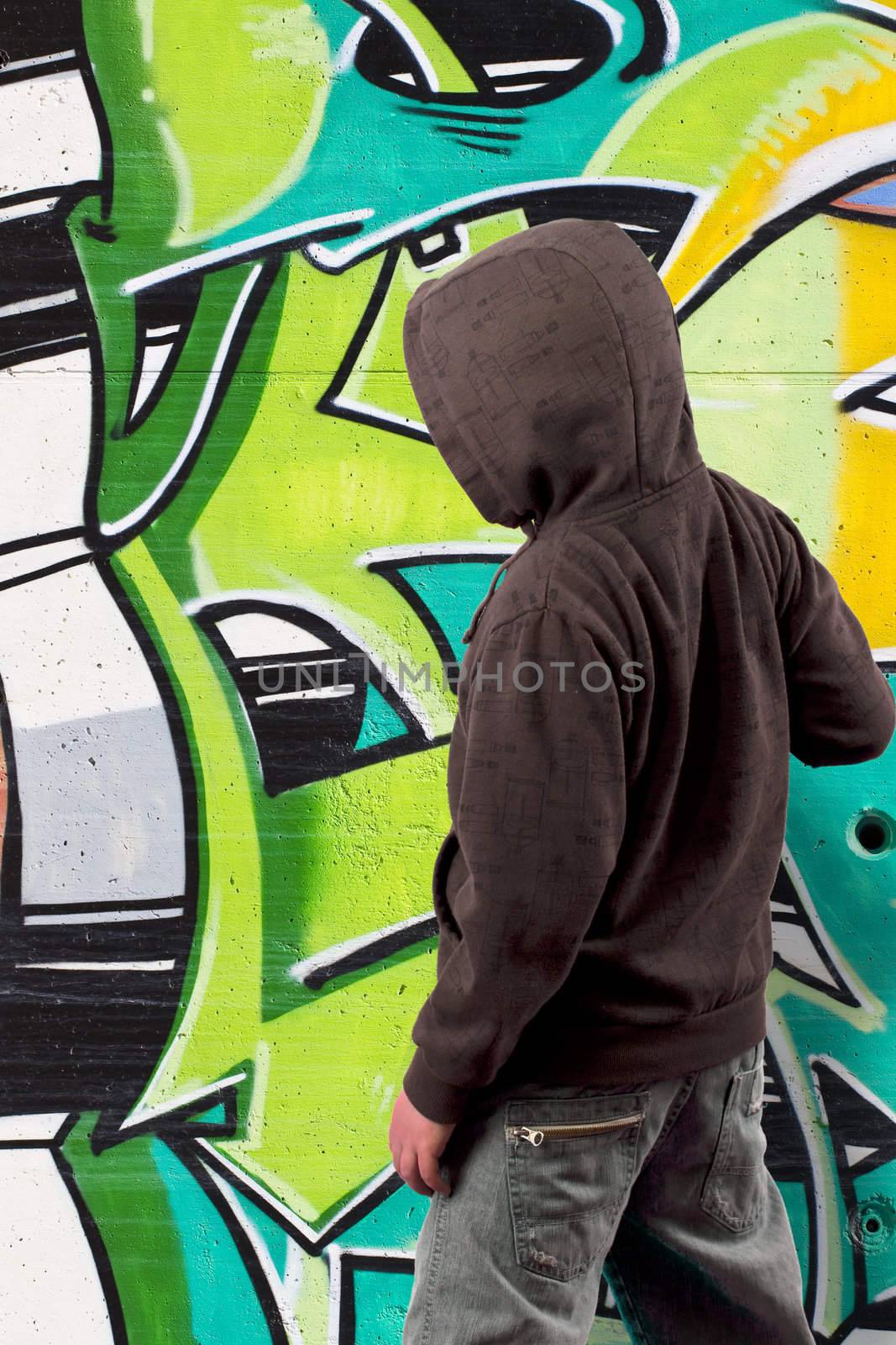 Young boy before graffiti by FernandoCortes
