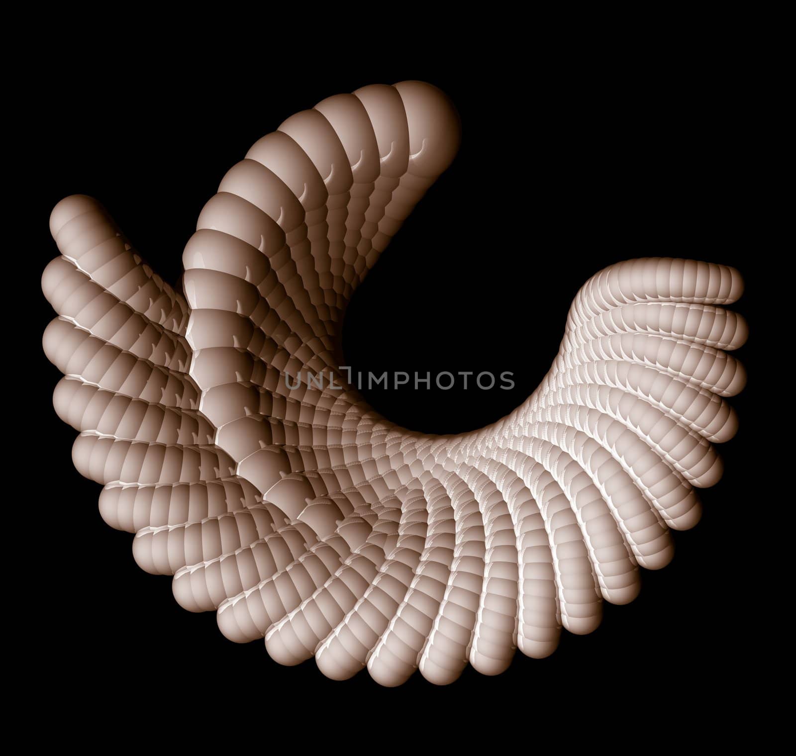 Abstract organic form on black background - 3d illustration