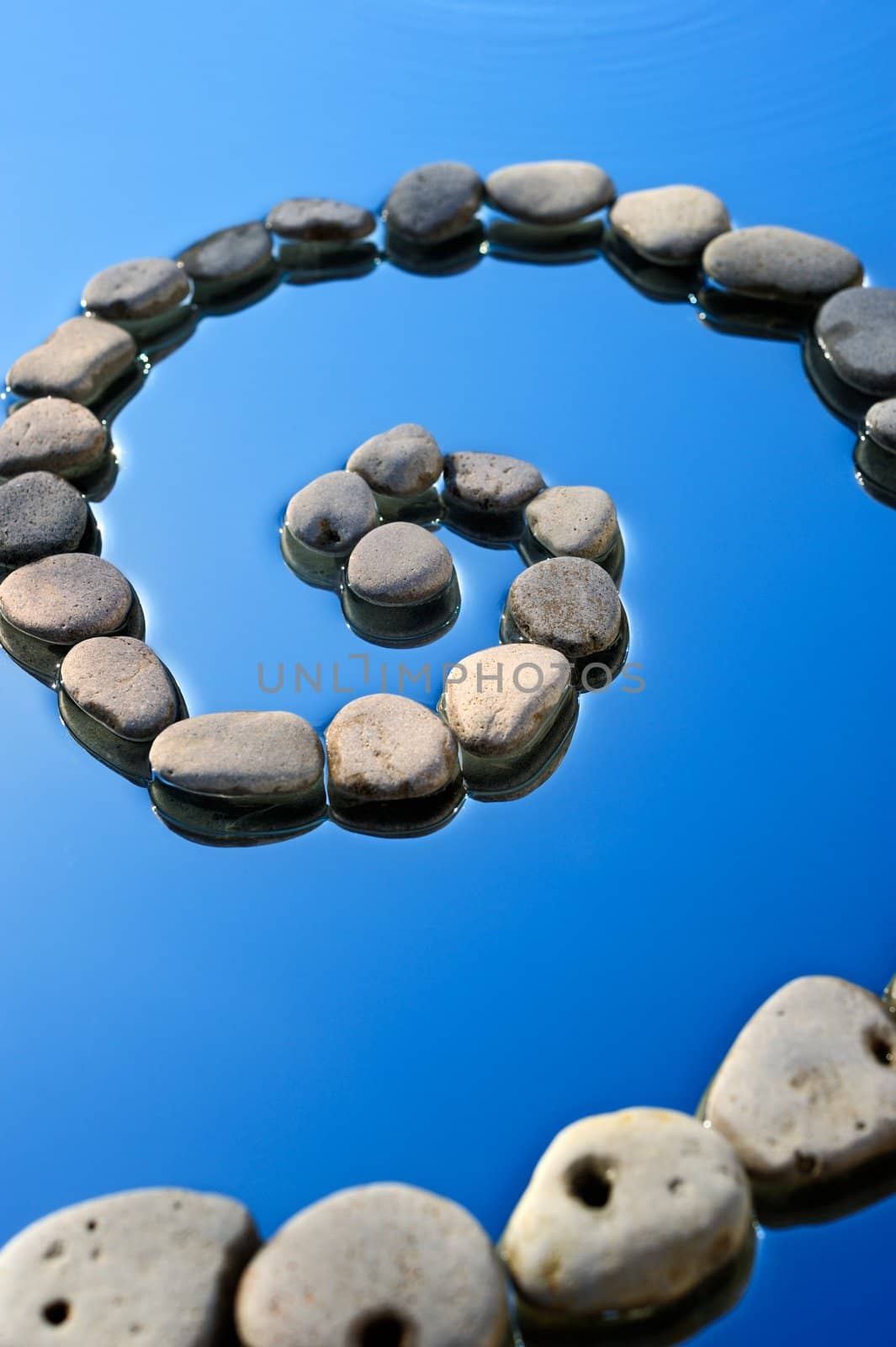 Vertical image of stones in the beach