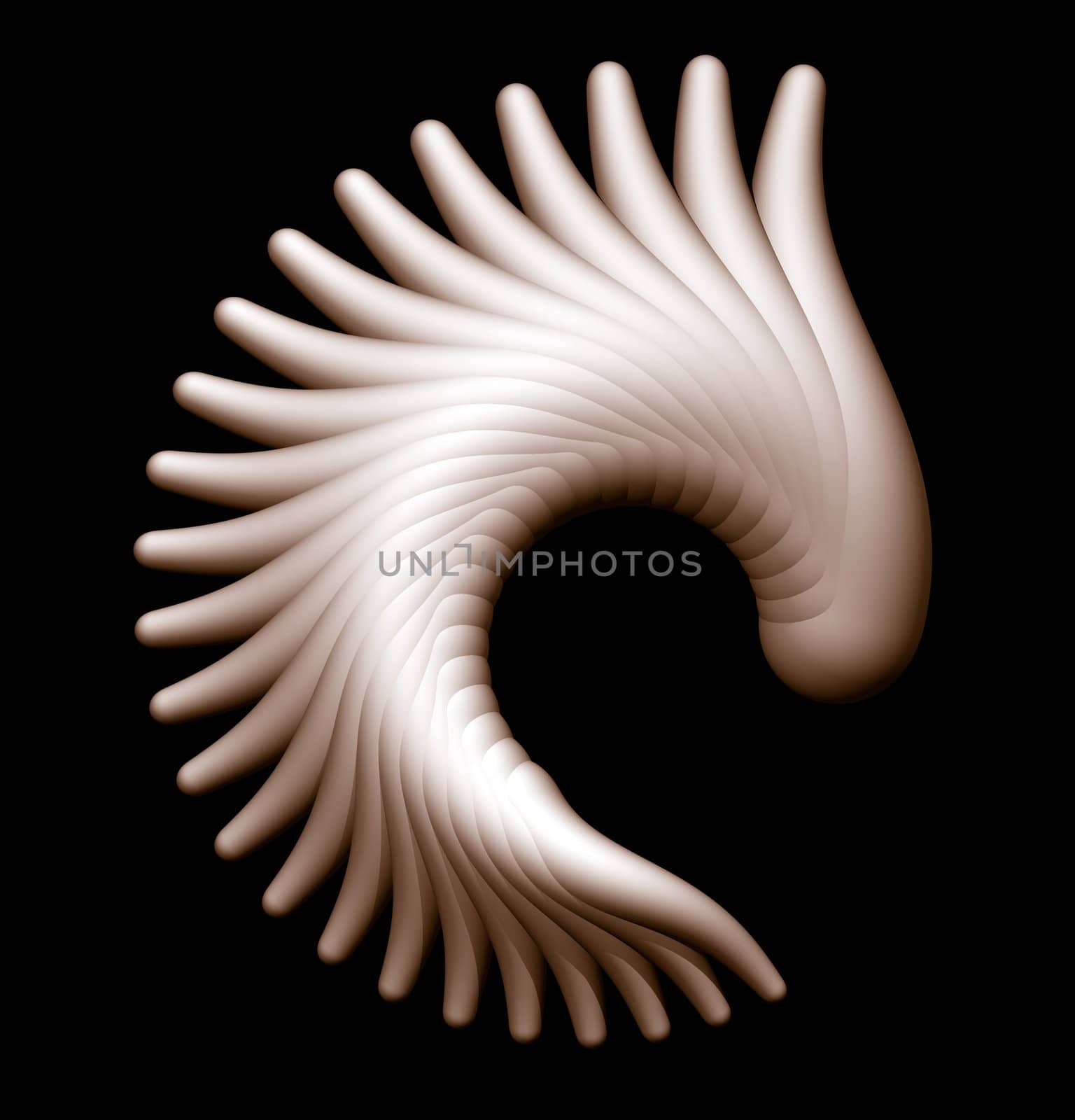 Abstract organic form on black background - 3d illustration