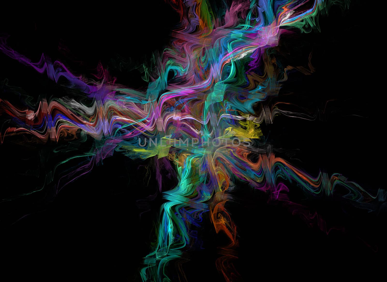 Black background with colorful shapes and abstract forms. by FernandoCortes