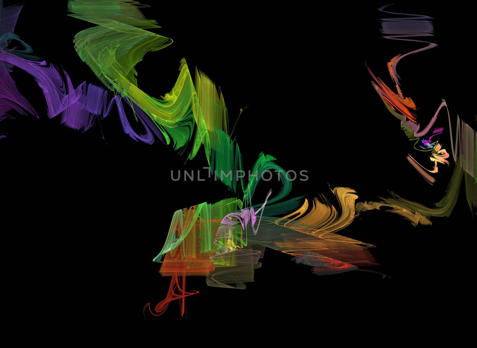 Black background with colorful shapes and abstract forms. by FernandoCortes