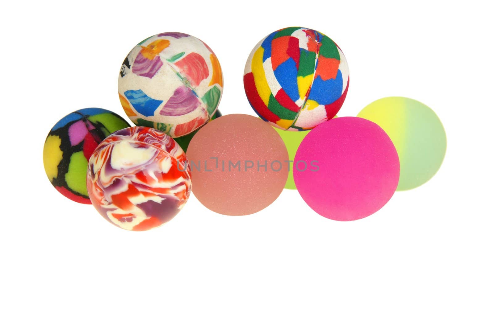 Colorful rubber balls isolated on white (with clipping path)