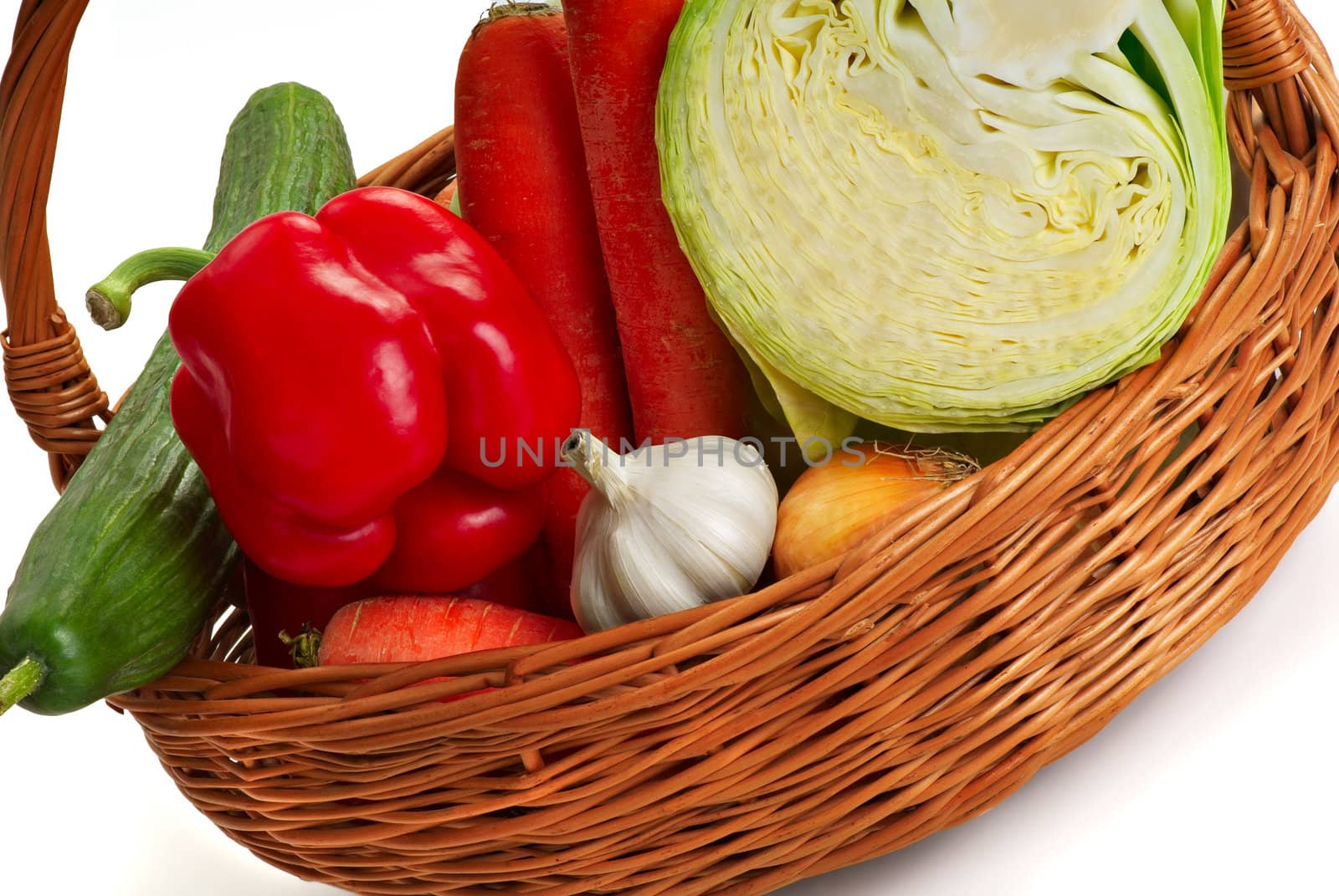 Autumn abundance, harvesting. A basket with vegetables.
