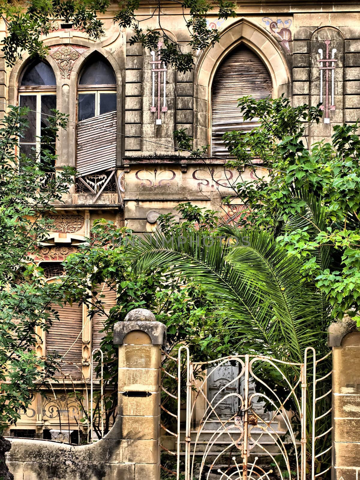 Derelict and haunted house in Art Nouveau style