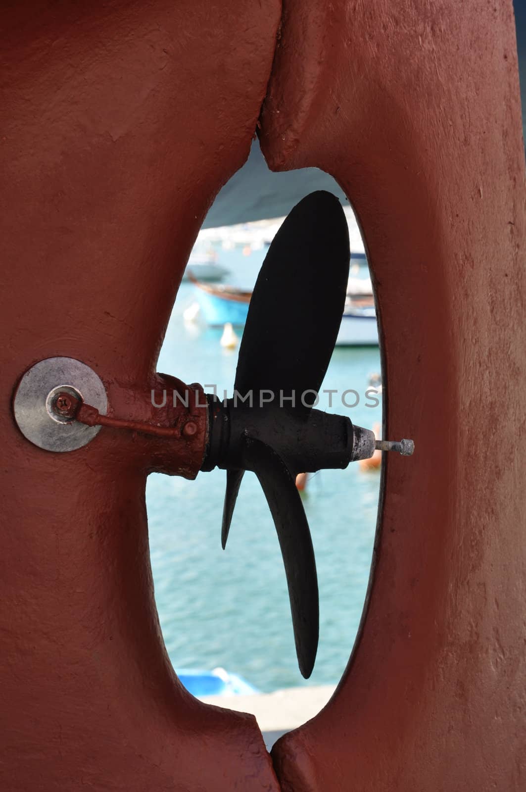 Detail of a boat propeller