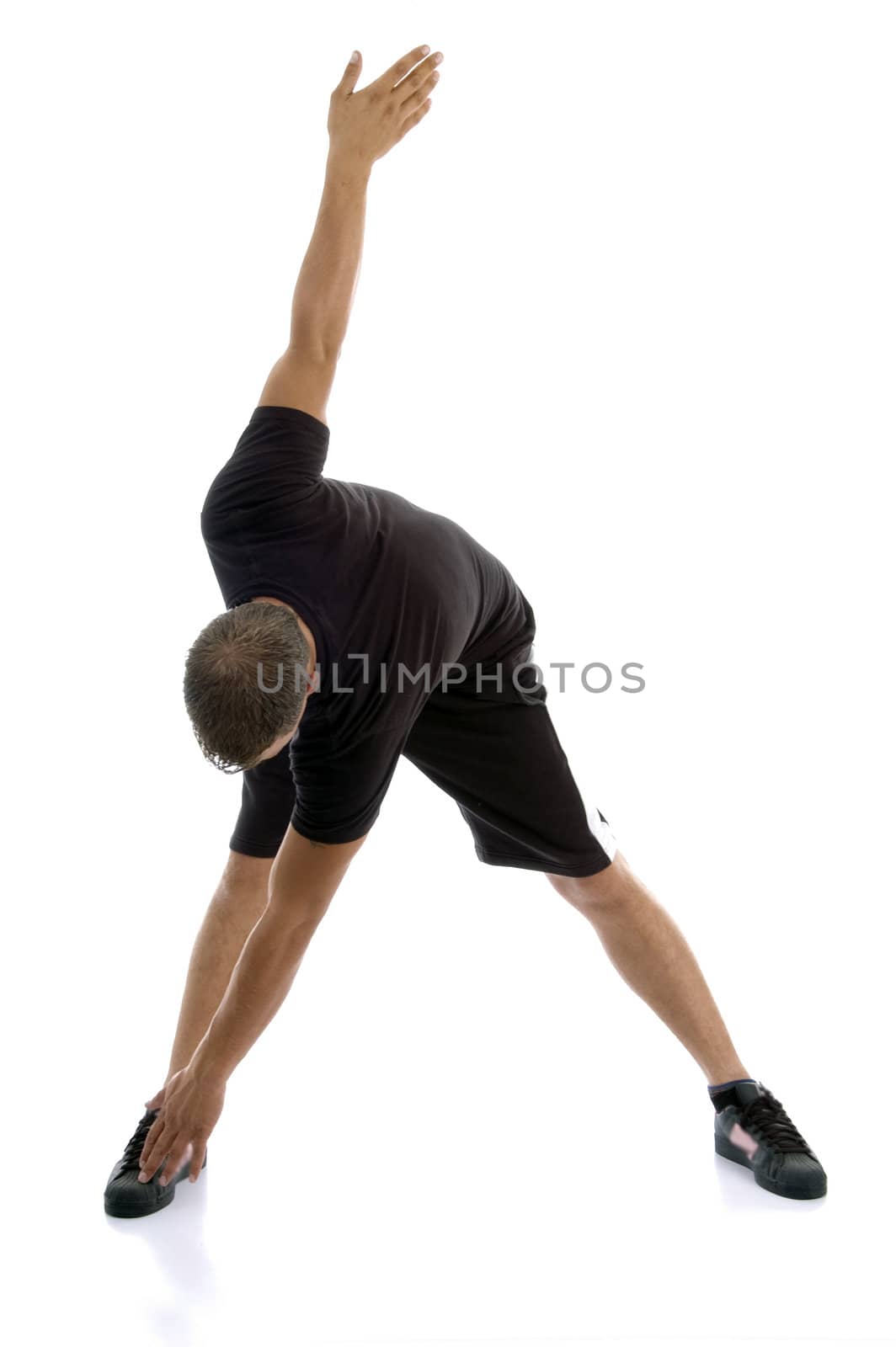 man doing exercise on an isolated white background