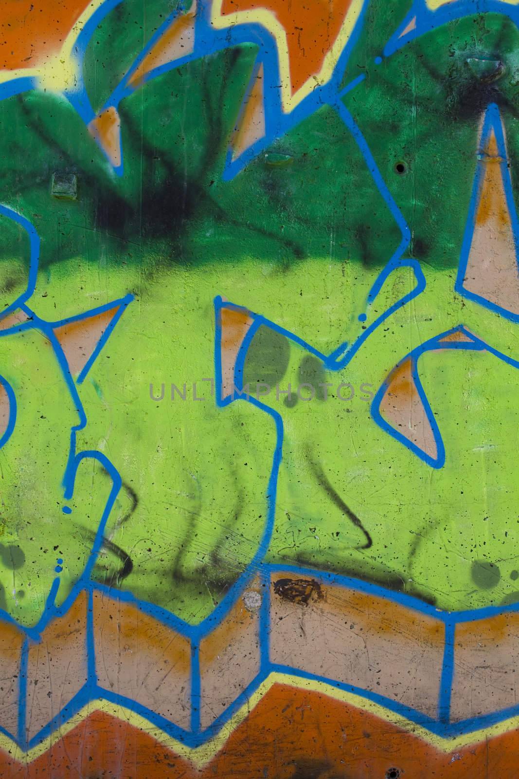 Colorful segment of a graffiti in Spain